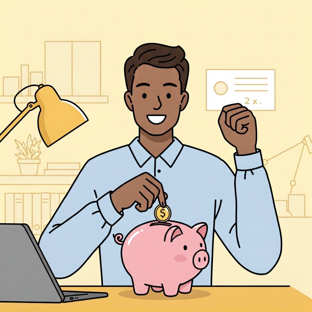 Emprendedor feliz porque aprendio como ahorrar dinero siendo emprendedor