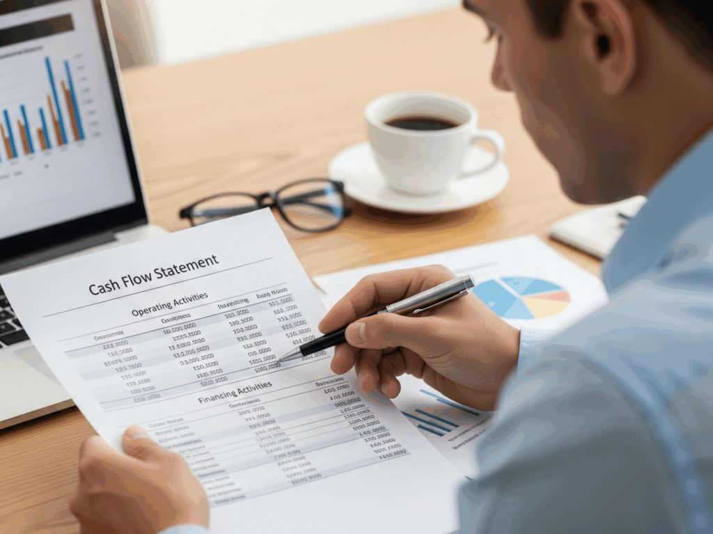 Emprendedor haciendo un flujo de efectivo